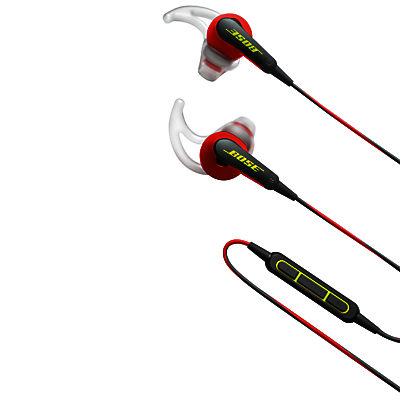 Bose® SoundSport™ Sweat & Weather-Resistant In-Ear Headphones With 3-Button In-Line Remote and Carry Case For iOS Devices Power Red